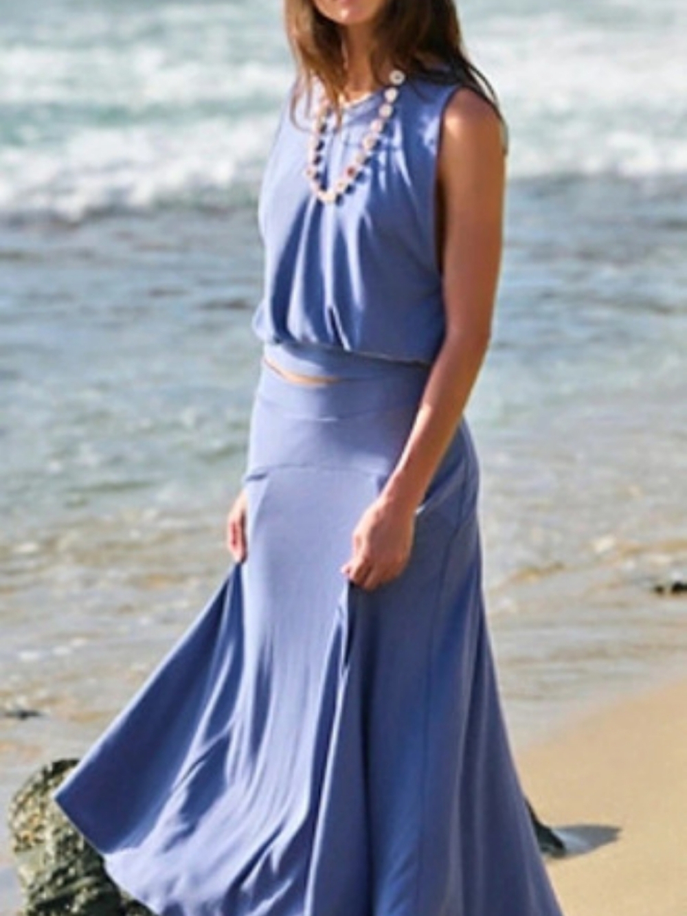 Free People Good Feels Skirt Set- Blue NWT